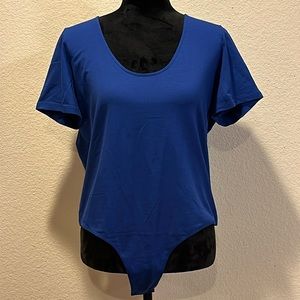 Blue Scoop Neck Bodysuit